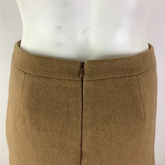 J Crew Sz 0 Ruffle Front A-Line Skirt Camel Brown Wool Polyester Business - Picture 5 of 7